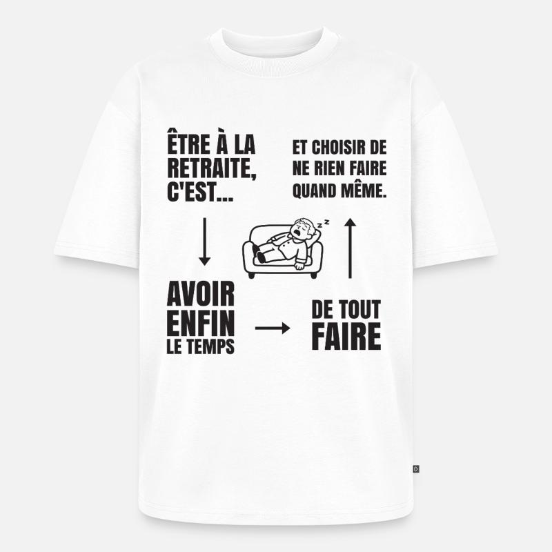 Die Kunst des Nichtstuns (schwarzer Text) - Unisex Premium Oversized Bio T-Shirt - Weiß