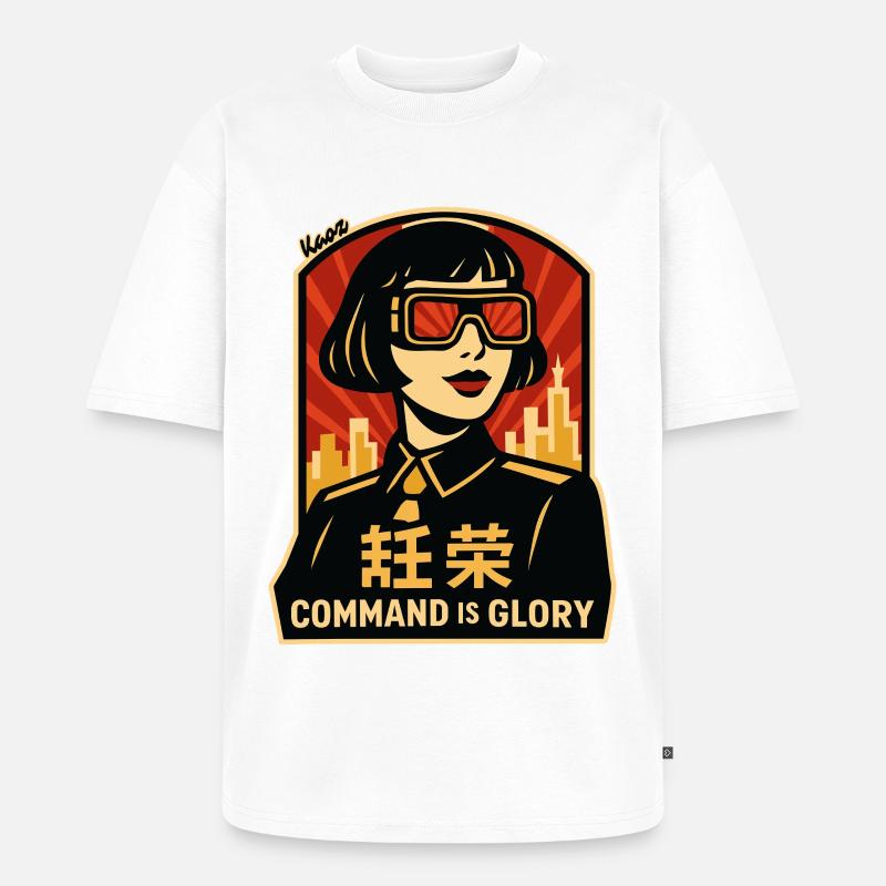 Command Is Glory Retro-Poster - Unisex Premium Oversized Bio T-Shirt - Weiß