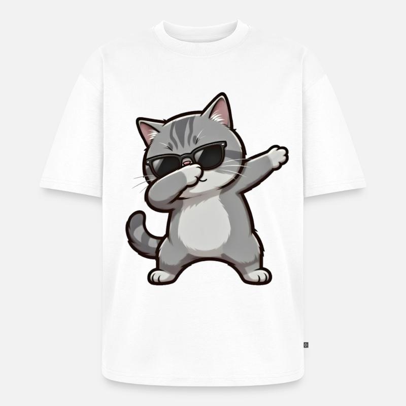 Dabbing Britisch Kurzhaar - Unisex Premium Oversized Bio T-Shirt - Weiß