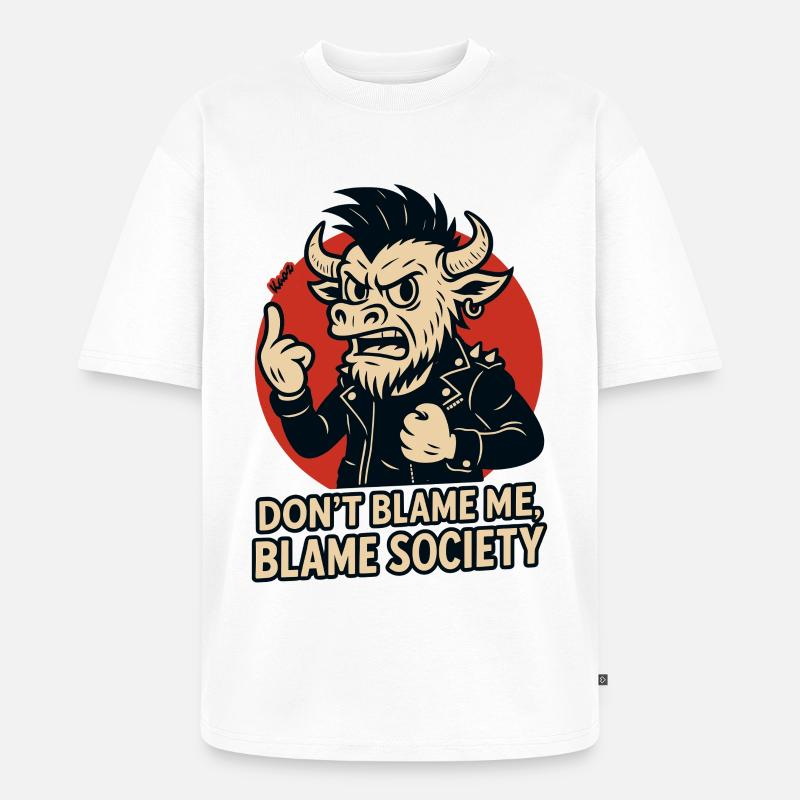 Rogue Bull Punk -asenne - Premium unisex Oversized luomu-t-paita - valkoinen