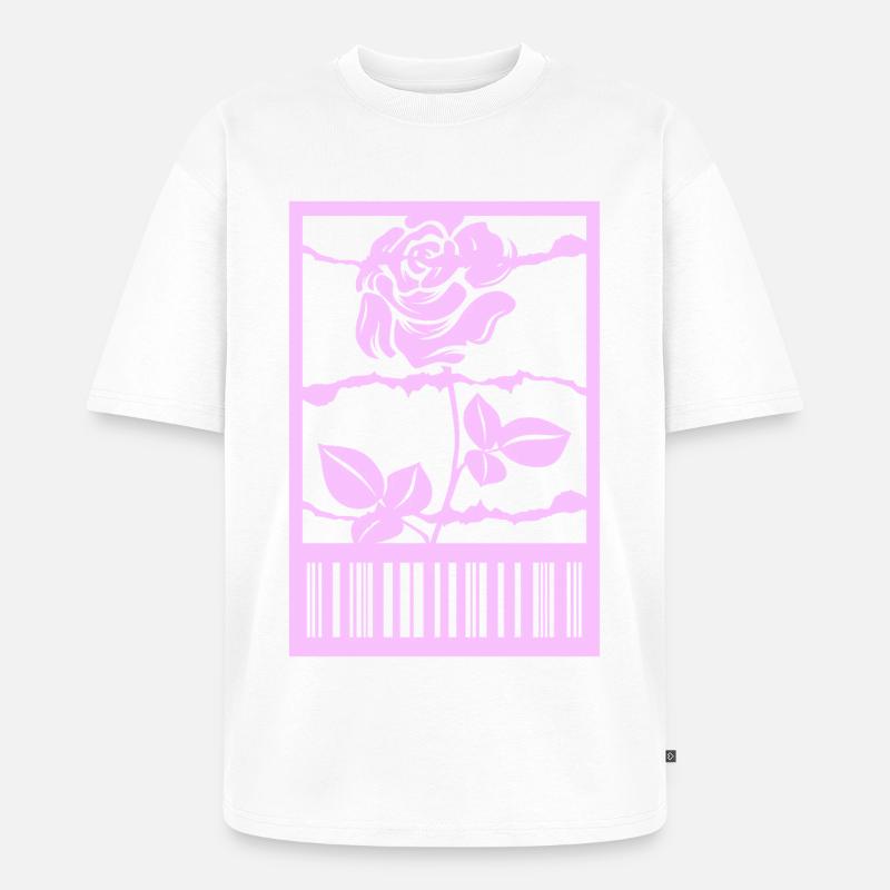 Gothic Rose Stacheldraht Strichcode Urban Style - Unisex Premium Oversized Bio T-Shirt - Weiß