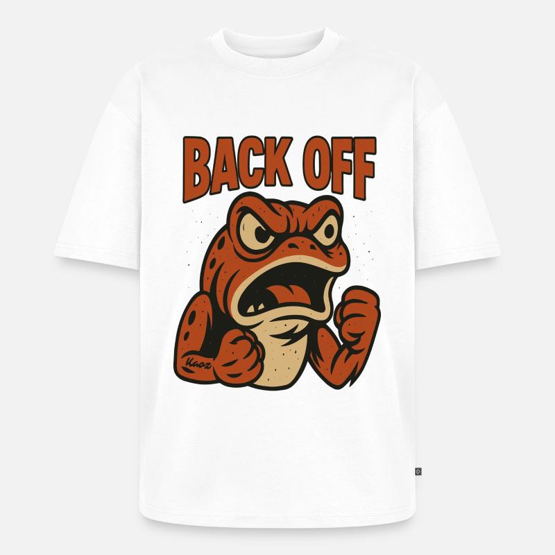 Back Off Angry Frog Patch - Unisex Premium Oversized Organic T-Shirt - white