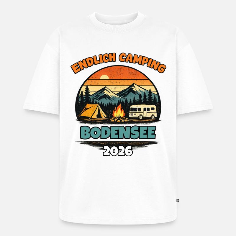 Endlich Camping Bodensee 2026 Camper Wohnmobil  - Unisex Premium Oversized Bio T-Shirt - Weiß