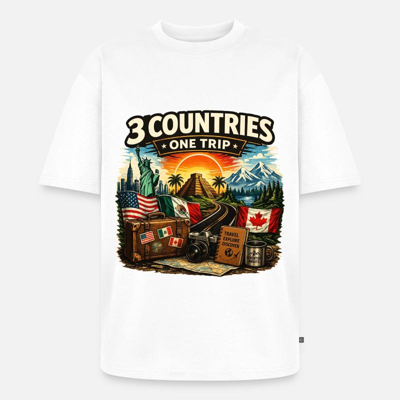 3 Countries 1 Trip 2026 - Unisex Premium Oversized Bio T-Shirt - Weiß