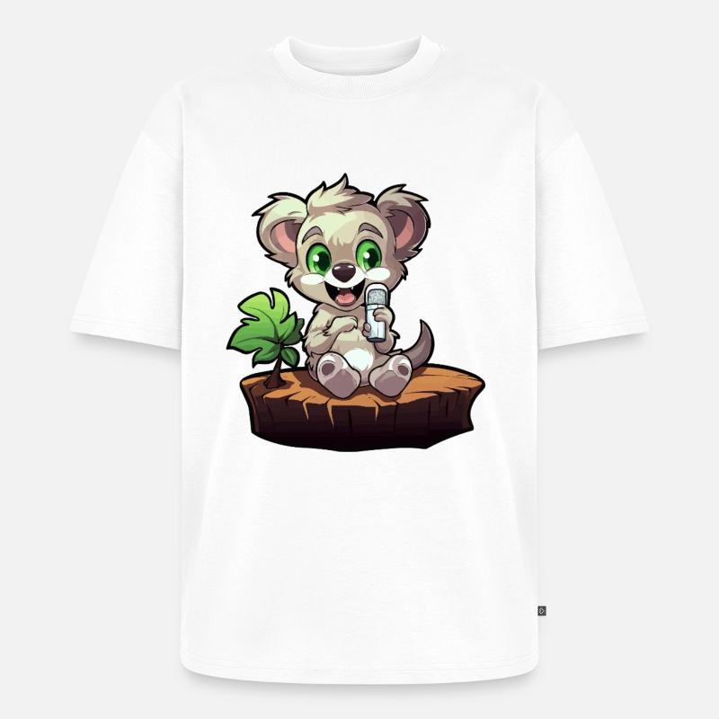 Petit koala sur la souche - T-shirt Premium bio oversize Unisexe - blanc