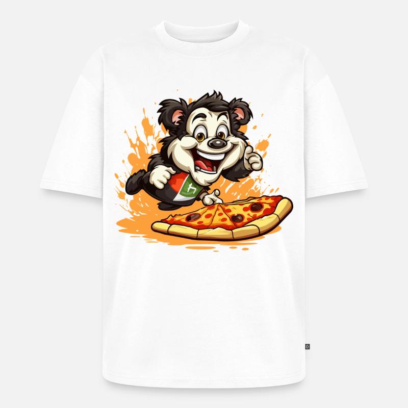 Pizza Panda Sprint - Unisex Premium Oversized Bio T-Shirt - Weiß