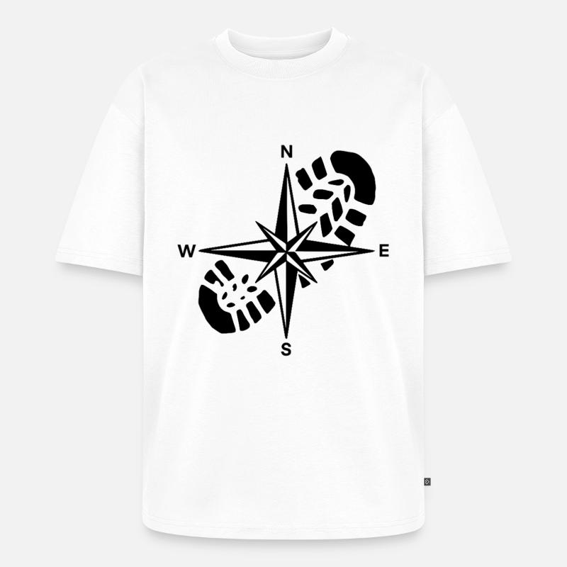 Hiker Compass Wandergeschenk - Unisex Premium Oversized Bio T-Shirt - Weiß