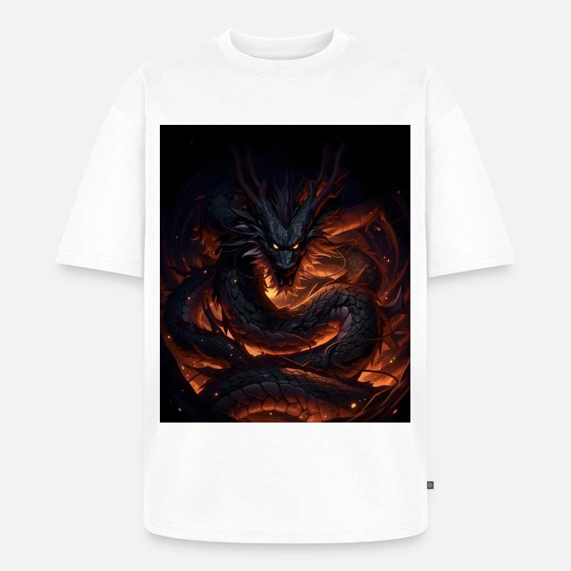 Dragon de lave dans Shadowfire - T-shirt Premium bio oversize Unisexe - blanc