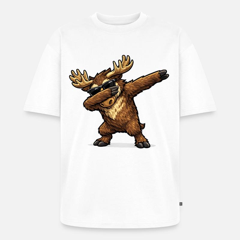 Dabbing Elch - Unisex Premium Oversized Bio T-Shirt - Weiß