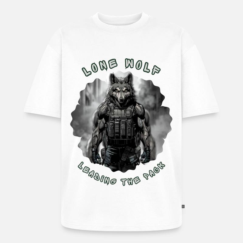 Lone Wolf Commando - Tactical Alpha Soldier - T-shirt Premium bio oversize Unisexe - blanc