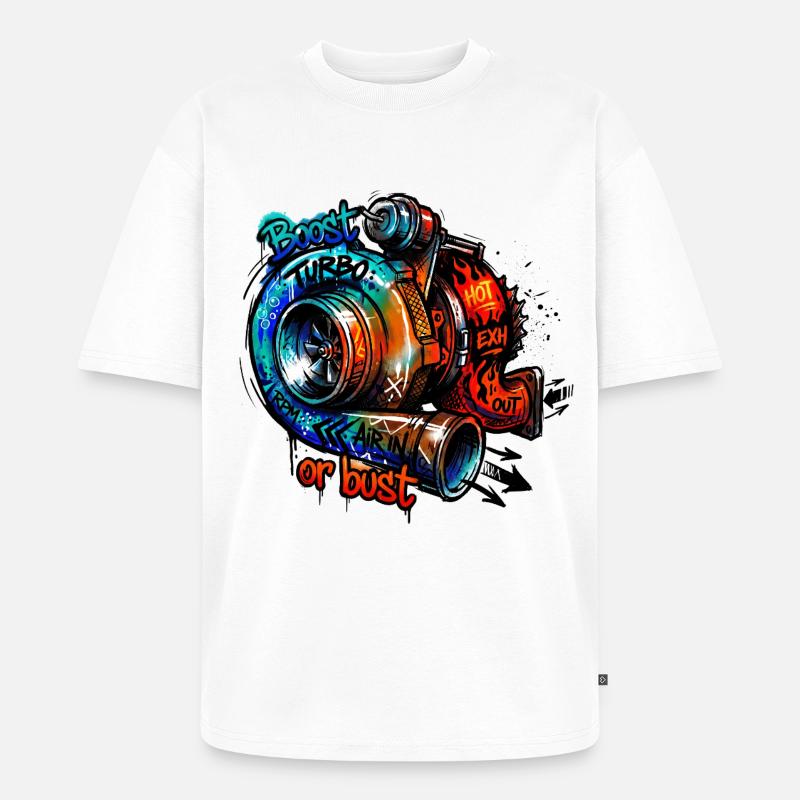Turbo-Boost oder Bust - Unisex Premium Oversized Bio T-Shirt - Weiß