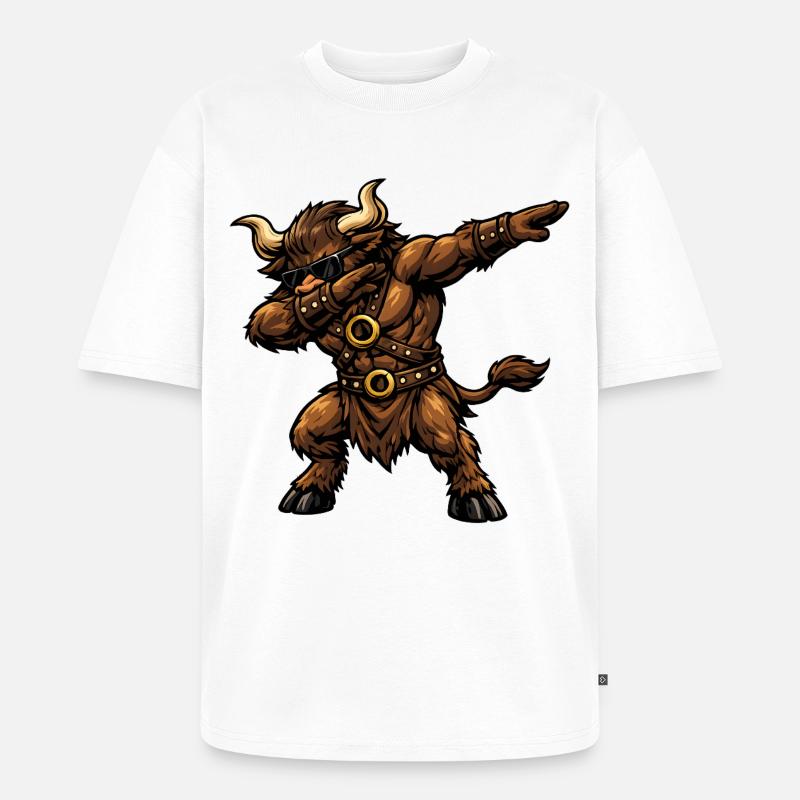 Dabbing Minotaurus - Unisex Premium Oversized Bio T-Shirt - Weiß