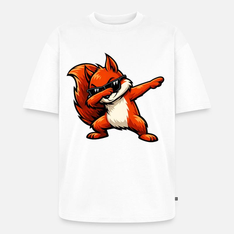 Dabbing Rotes Eichhörnchen - Unisex Premium Oversized Bio T-Shirt - Weiß