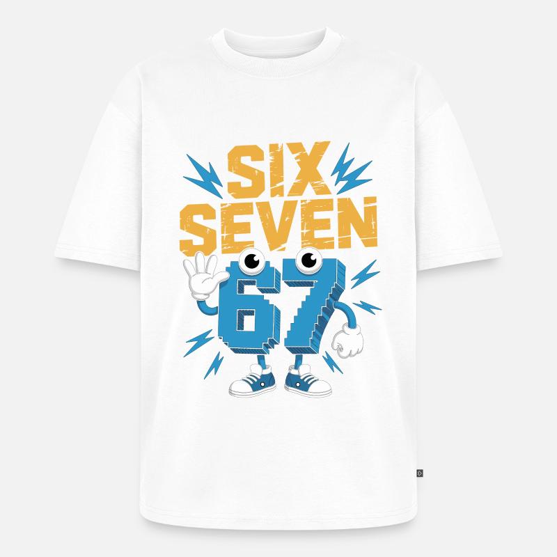 Zahlenheld 67 im Comicstil - Unisex Premium Oversized Bio T-Shirt - Weiß