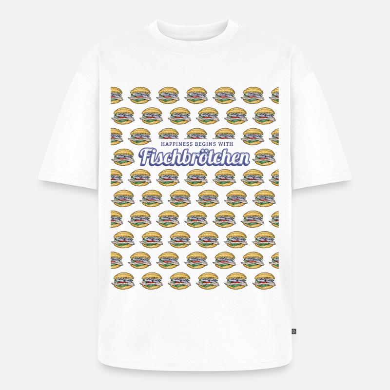 Fischbrötchen mit Matjes oder Bismarckhering - Unisex Premium Oversized Bio T-Shirt - Weiß