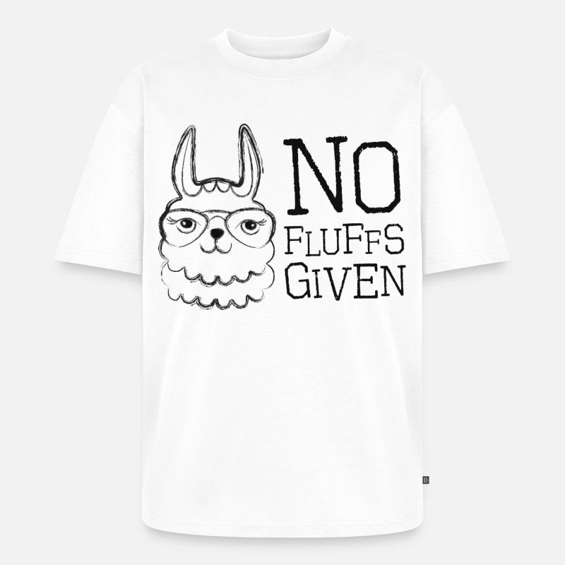  Lama mit Brille No Fluffs Given - Unisex Premium Oversized Bio T-Shirt - Weiß