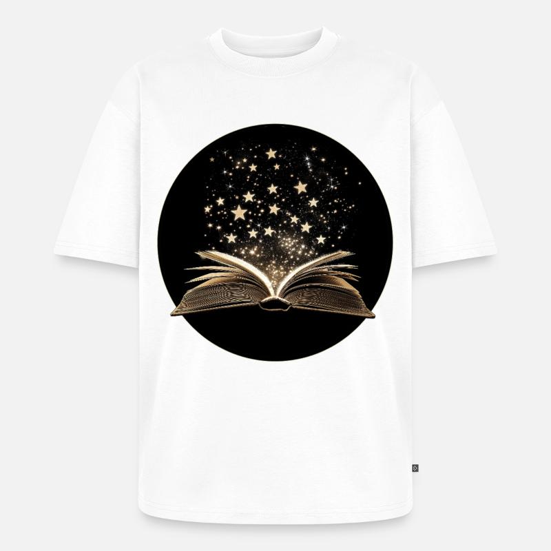 Buch mit Sternen - Unisex Premium Oversized Bio T-Shirt - Weiß