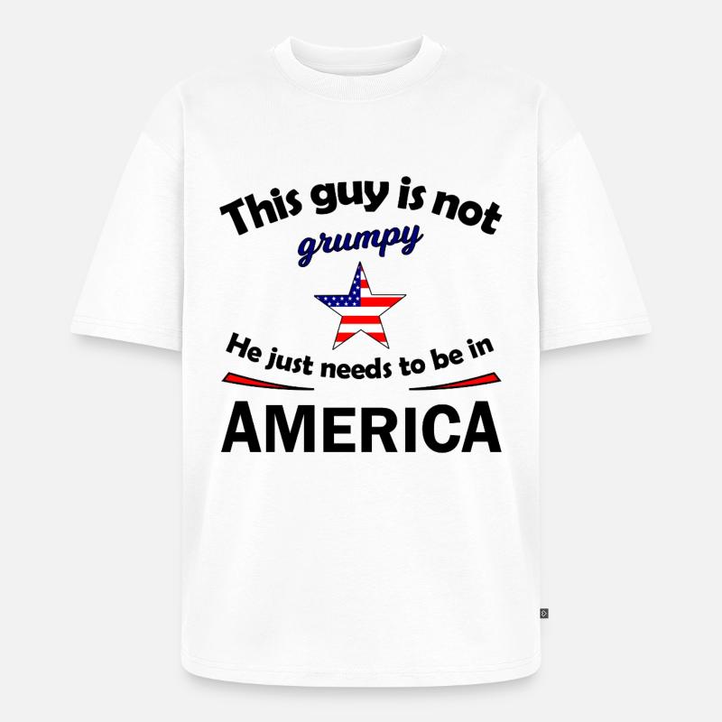 Grumpy Star mit US Flaggenstern - Unisex Premium Oversized Bio T-Shirt - Weiß