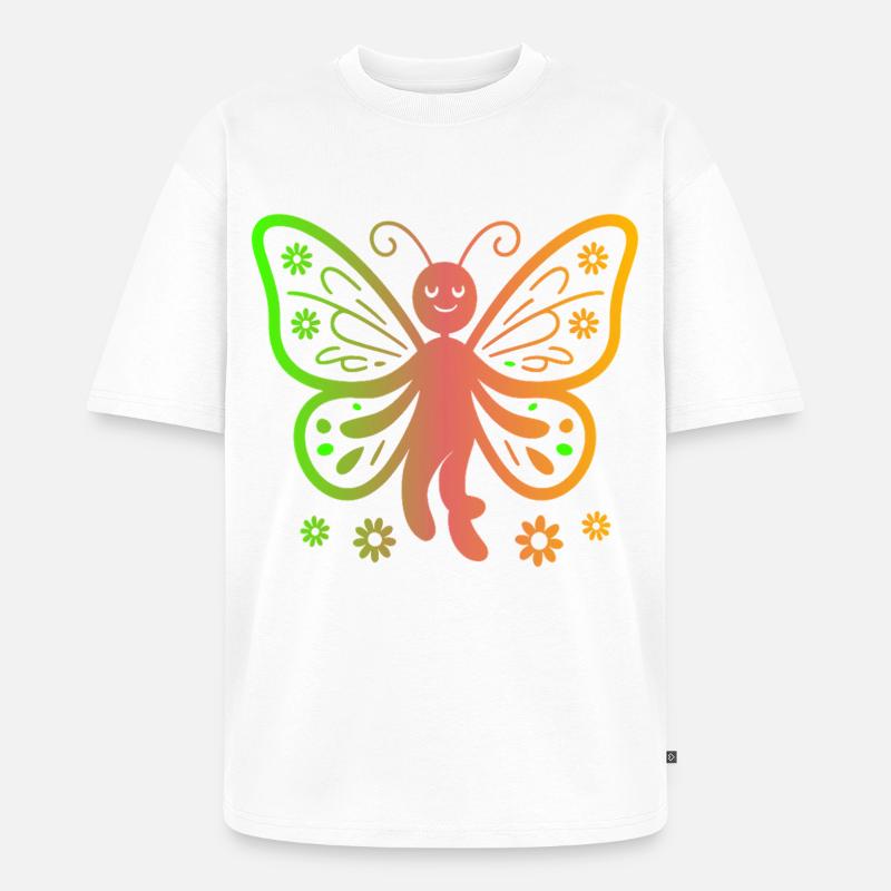 Rainbow Butterfly Magic - Unisex Premium Oversized Organic T-Shirt - white