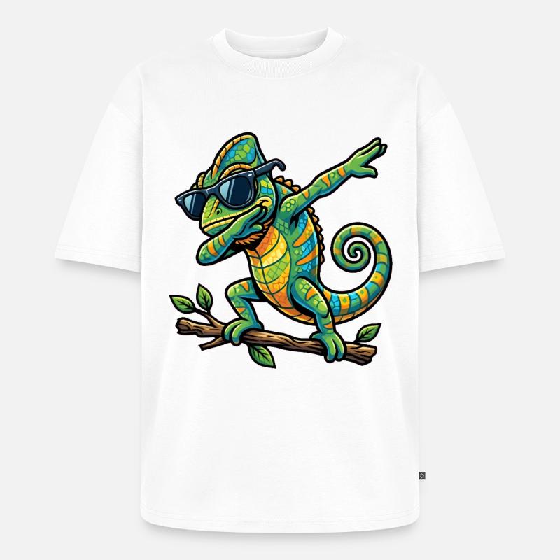 Dabbing Chamäleon - Unisex Premium Oversized Bio T-Shirt - Weiß