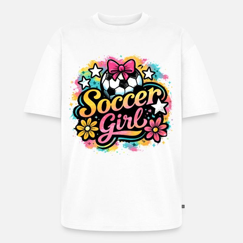 Fußball Mädchen  - Unisex Premium Oversized Bio T-Shirt - Weiß