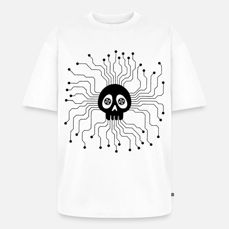 Microprocessor Skull (Black) - Unisex Premium Oversized Organic T-Shirt - white