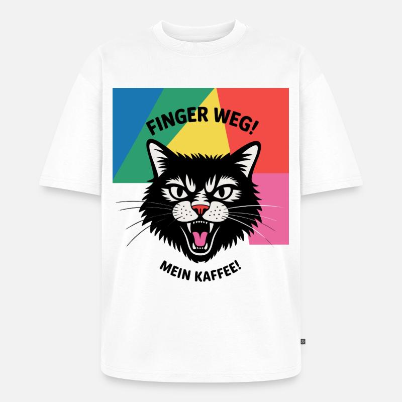 Katzen Kaffee Fun - Unisex Premium Oversized Bio T-Shirt - Weiß