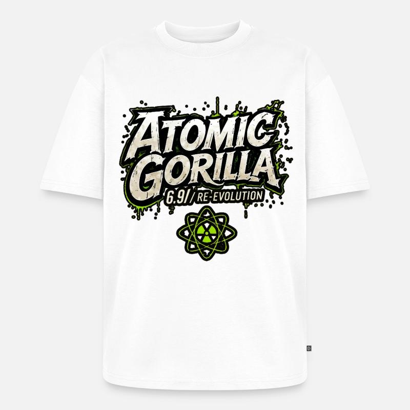 Atomic Gorilla Re-Evolution - Unisex Premium Oversized Organic T-Shirt - white