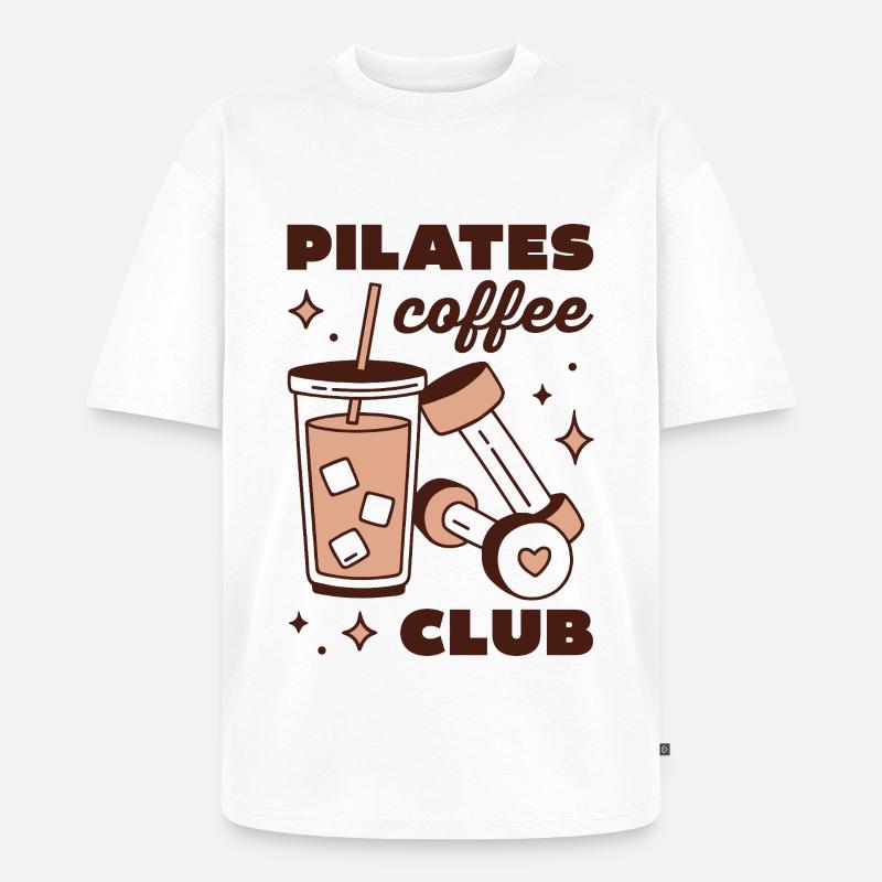 Pilates-Eiskaffee-Latte-Mädchen-Ästhetik - Unisex Premium Oversized Bio T-Shirt - Weiß