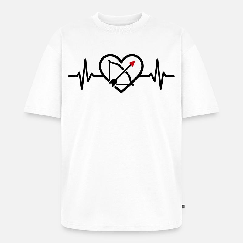 Bogenschießen Herz Pfeil Bogen Sport - Unisex Premium Oversized Bio T-Shirt - Weiß