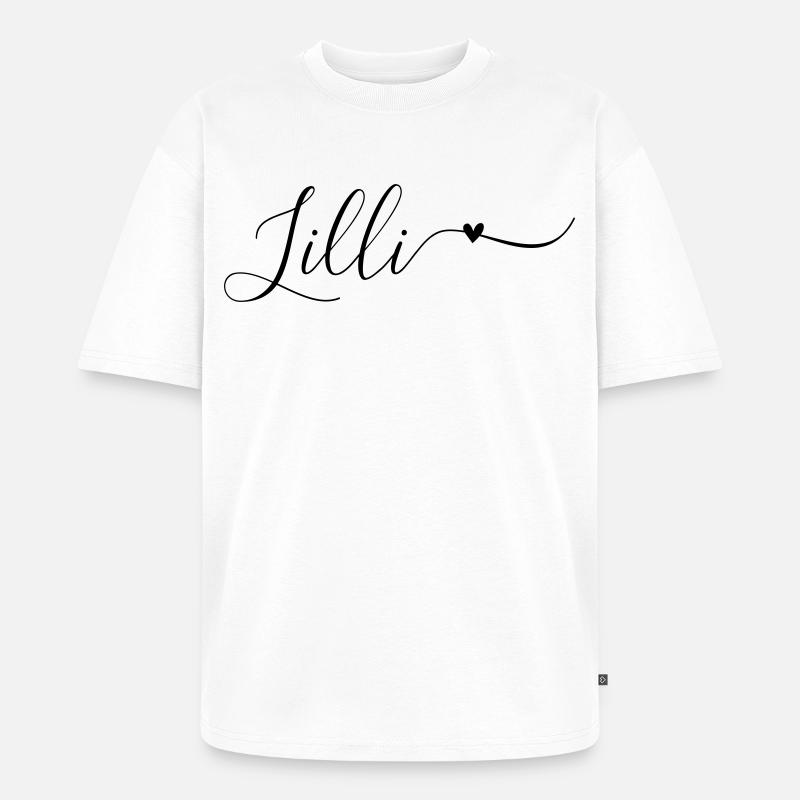 Lilli Name Vorname Dekorativ - Unisex Premium Oversized Bio T-Shirt - Weiß