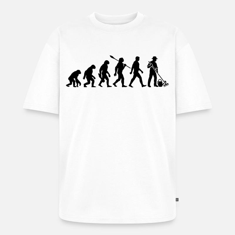 Evolution - Gärtner - Garten - Gartenarbeit - Unisex Premium Oversized Bio T-Shirt - Weiß