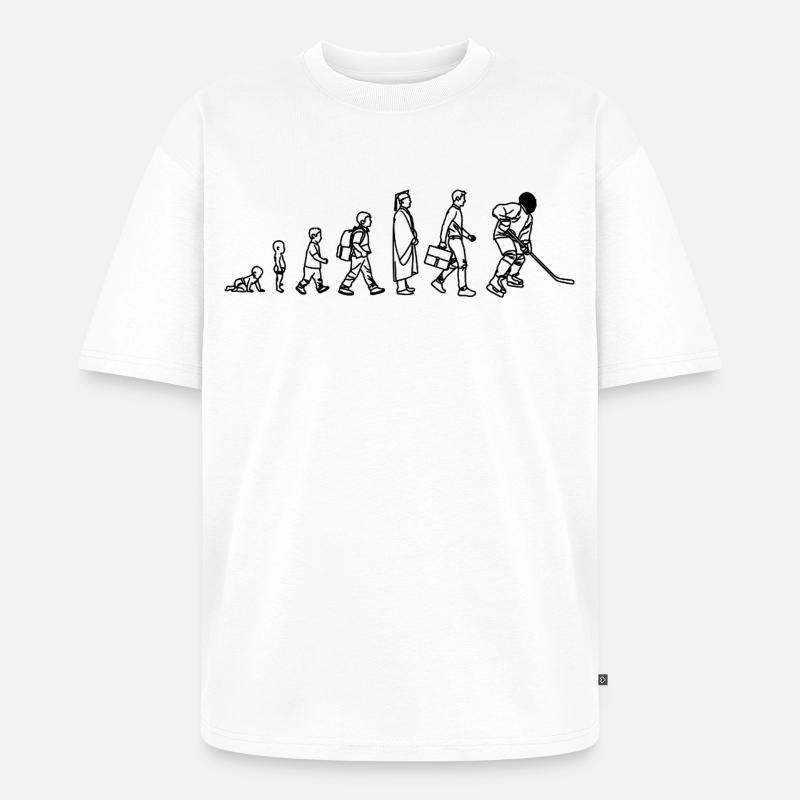 Evolution Eishockeyspieler - Unisex Premium Oversized Bio T-Shirt - Weiß