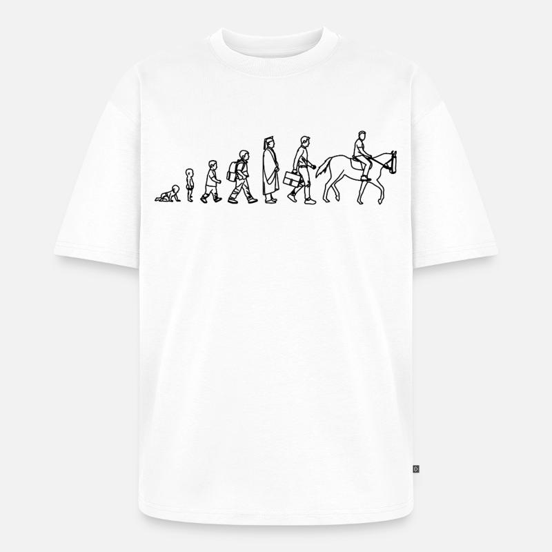Évolution de l’enfant au cavalier - T-shirt Premium bio oversize Unisexe - blanc