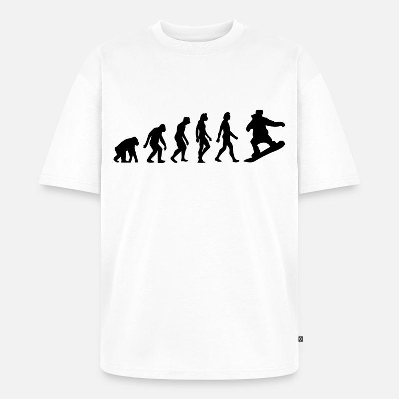 L évolution de Snowboard - T-shirt Premium bio oversize Unisexe - blanc