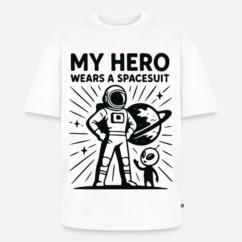Héros de l’espace en combinaison spatiale - T-shirt Premium bio oversize Unisexe - blanc