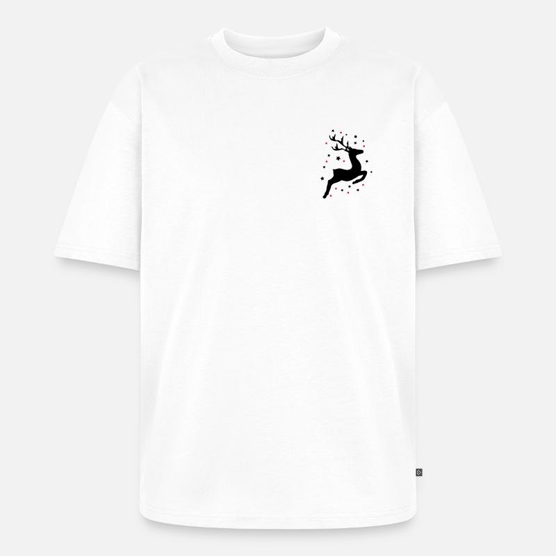 springendes Rentier - Unisex Premium Oversized Bio T-Shirt - Weiß