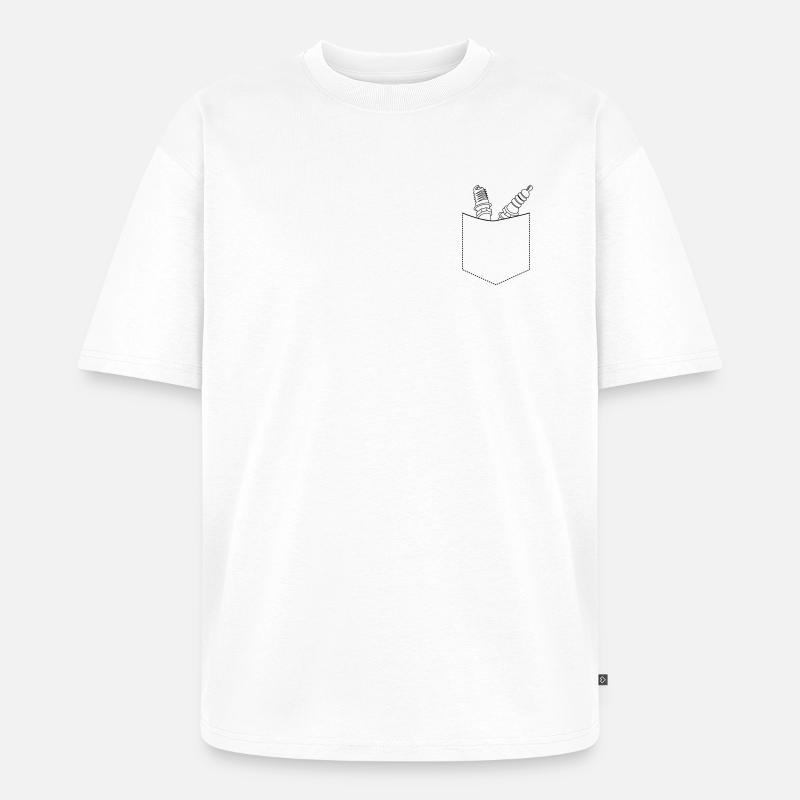 Poche de poitrine mécanique - T-shirt Premium bio oversize Unisexe - blanc