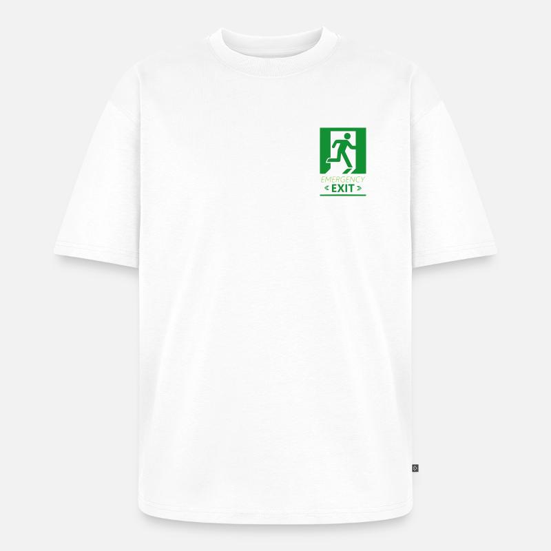 Emergency Exit Basic Green - Unisex Premium Oversized Organic T-Shirt - white