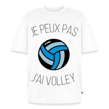 i can't volley - Unisex Premium Oversized Organic T-Shirt - white - Front - Thijin (182cm) & Selfina (174cm)