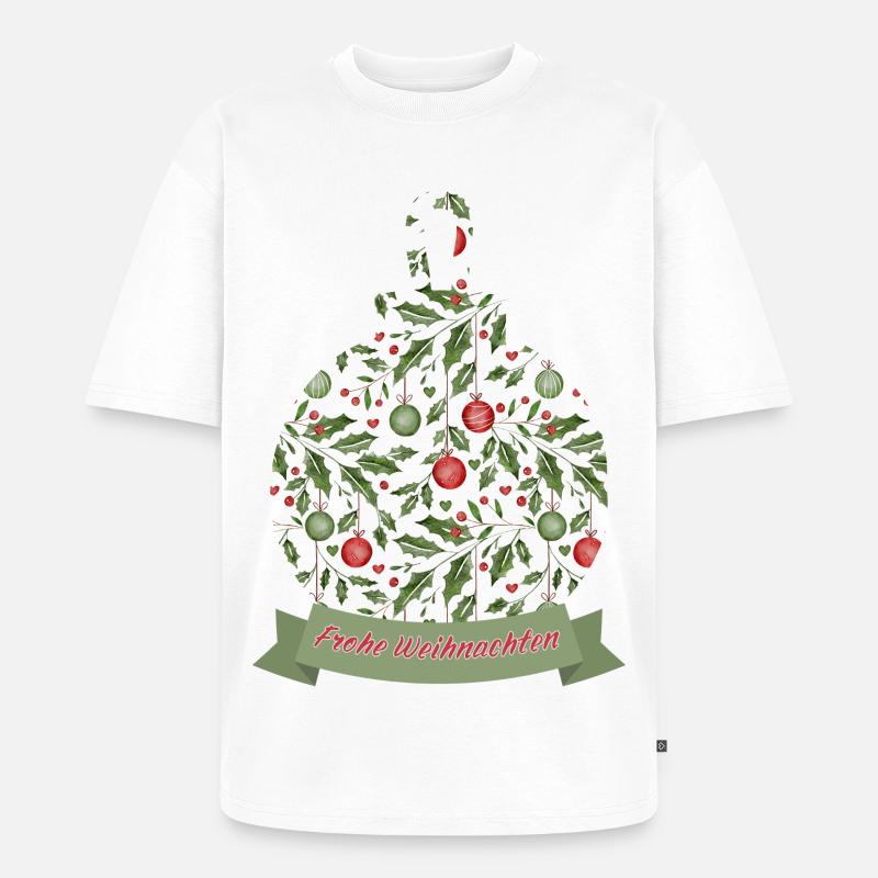 Weihnachtskugel mit Text Frohe Weihnachten - Unisex Premium Oversized Bio T-Shirt - Weiß