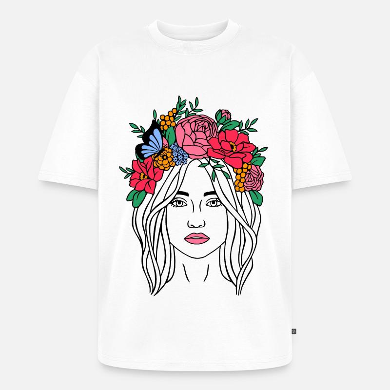 Boho Blumenfrau - Unisex Premium Oversized Bio T-Shirt - Weiß