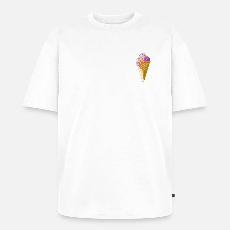 Eiscreme in der Waffel - Unisex Premium Oversized Bio T-Shirt - Weiß