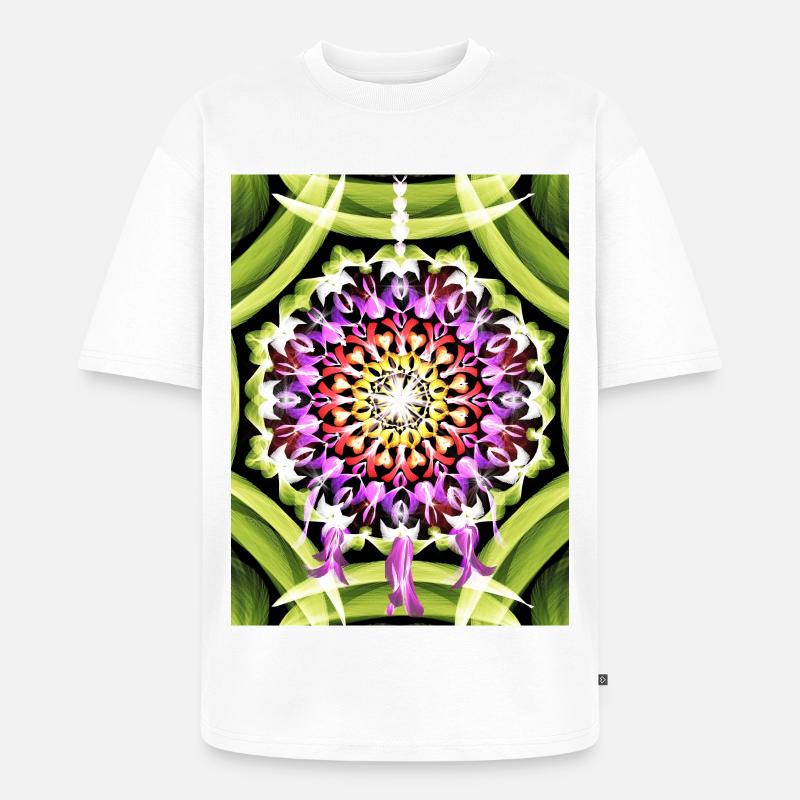 Traumfänger Blütenmandala - Unisex Premium Oversized Bio T-Shirt - Weiß