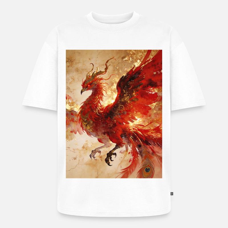 Der Sonnenherr: Phönix (Fenghuang) – Harmon - Unisex Premium Oversized Bio T-Shirt - Weiß