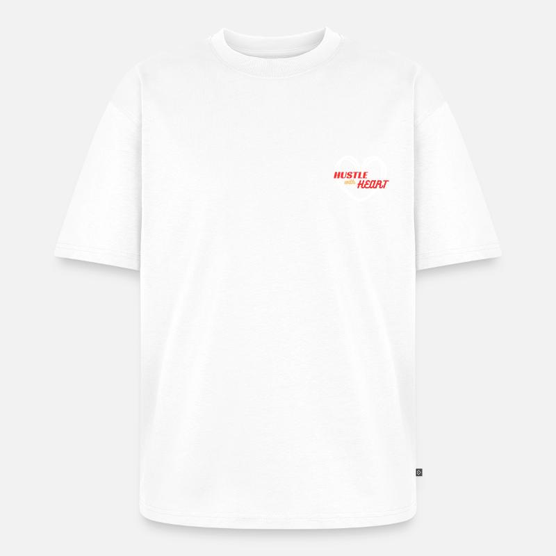 Hustle with Heart (red) - Unisex Premium Oversized Bio T-Shirt - Weiß