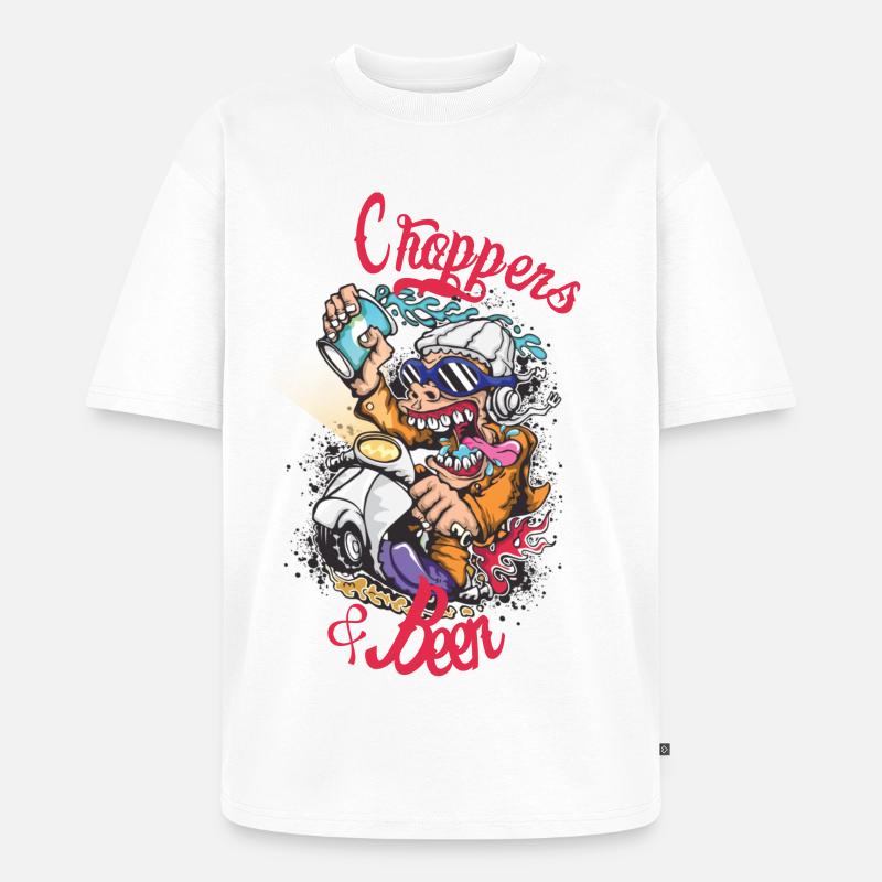 Choppers Crew Affe Roller - Unisex Premium Oversized Bio T-Shirt - Weiß
