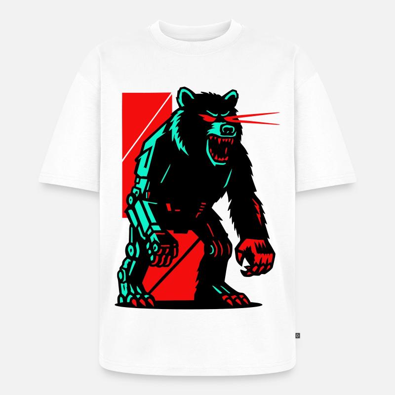 Mecha Techno Bär - Unisex Premium Oversized Bio T-Shirt - Weiß