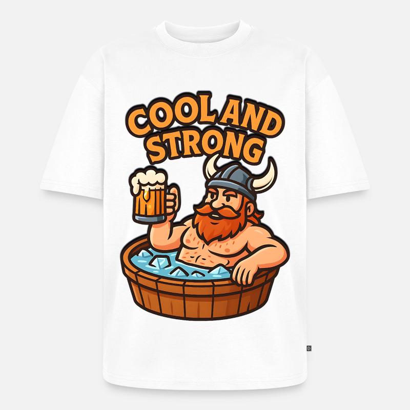 Cool und Starker Wikinger Eisbaden - Unisex Premium Oversized Bio T-Shirt - Weiß