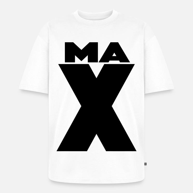 Max X – Minimal Name Design - Unisex Premium Oversized Bio T-Shirt - Weiß